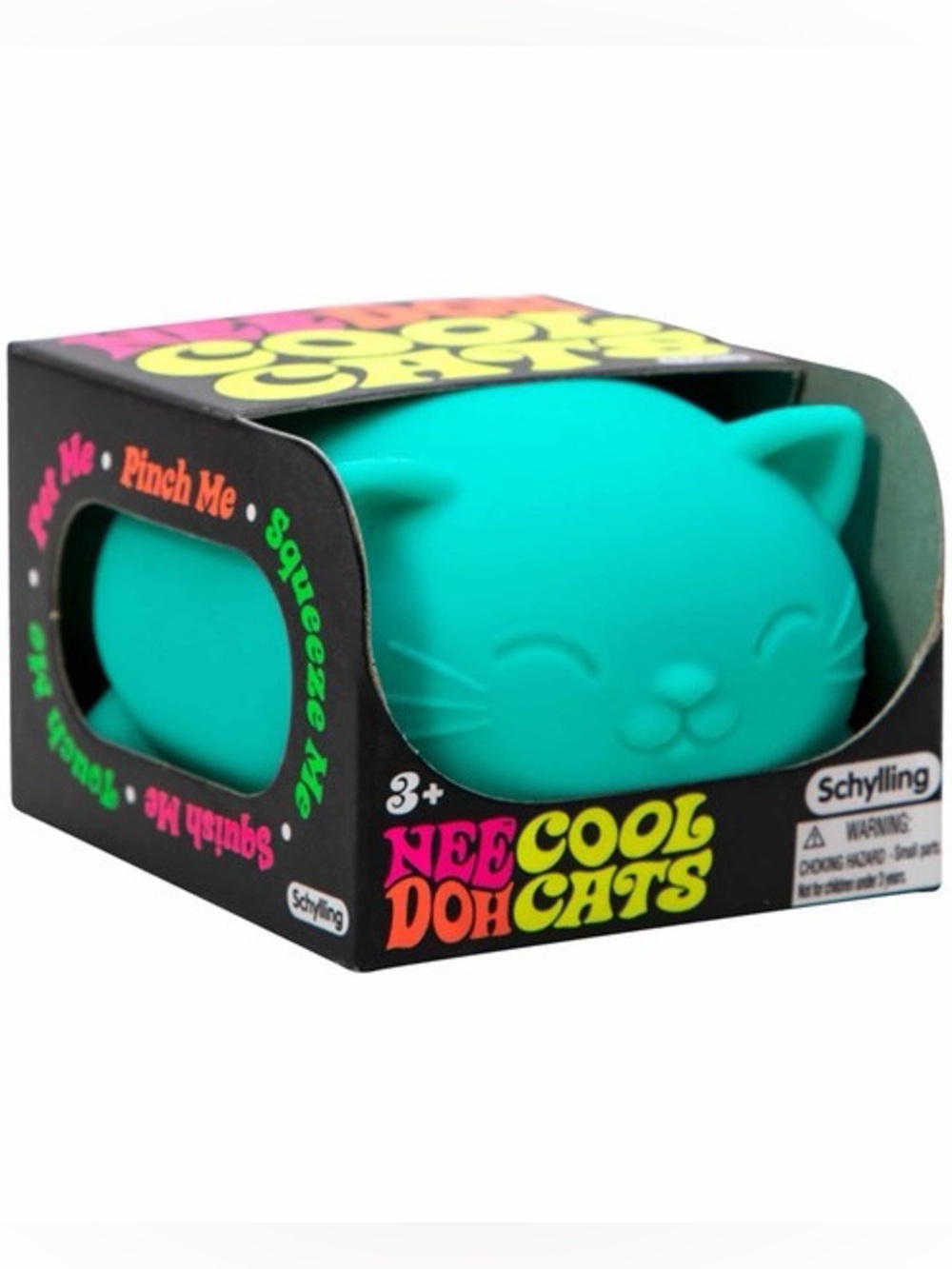 NeeDoh Cool Cats Teal/Green Cat Squishy Schylling Stress Ball Fidget Toy NIB 🐱 💚